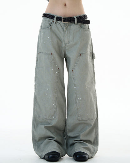 MADWITCH UNISEX PAINT SPLATTER CARGO PANTS #Z031