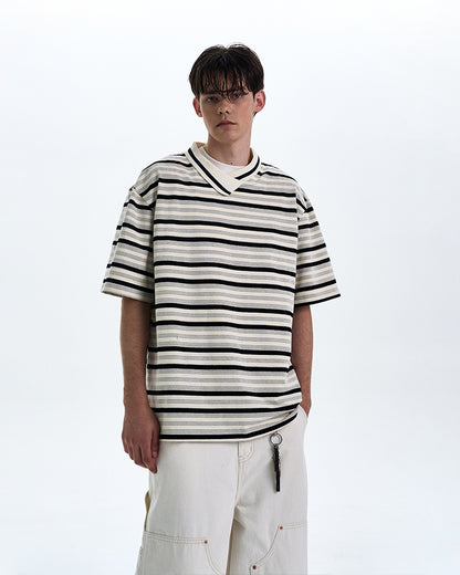 MADWITCH CONTRAST STRIPED T-SHIRT #G1525