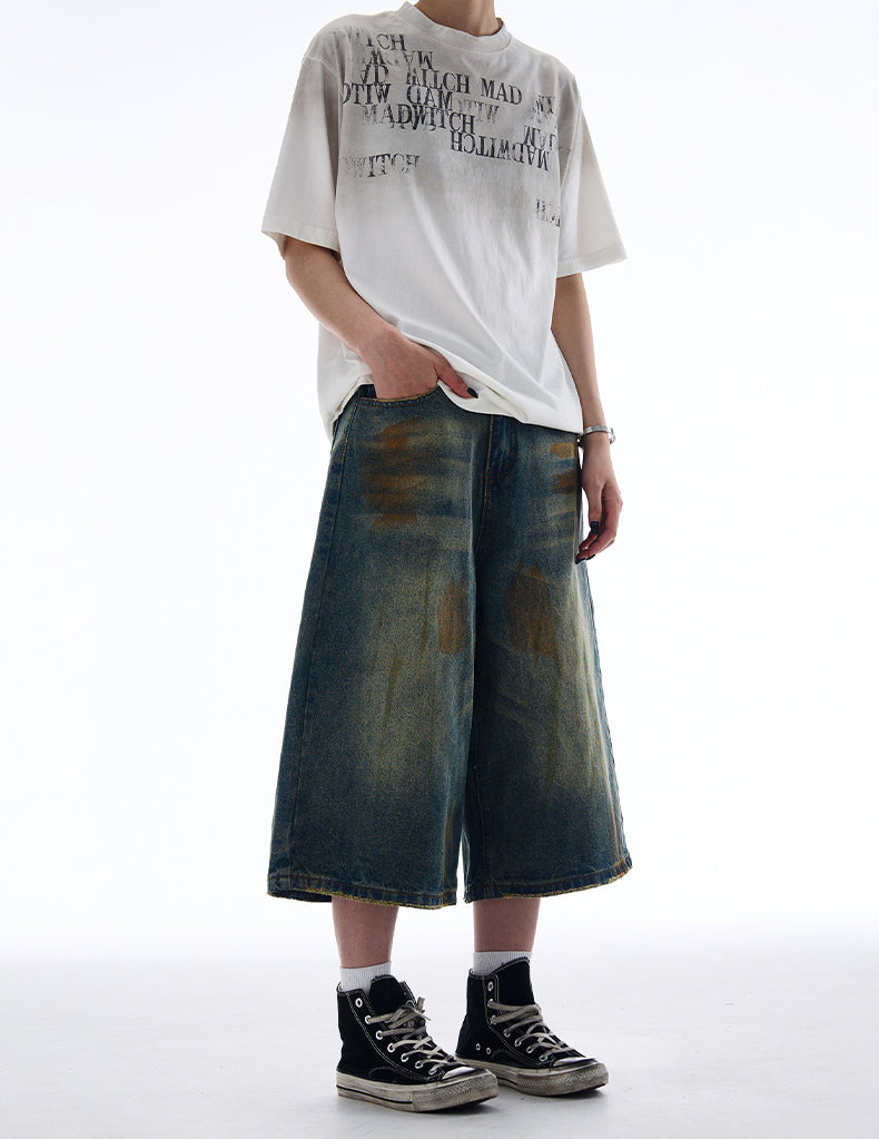 MADWITCH VINTAGE WIDE-LEG CROP JEANS #NZ7319