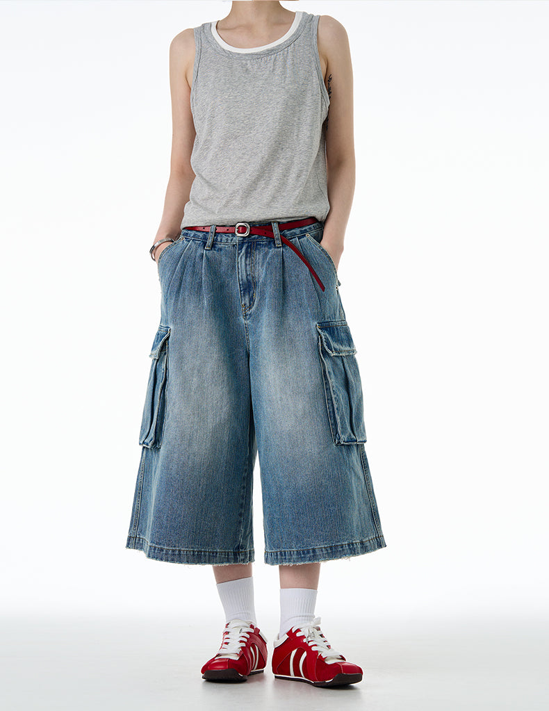 MADWITCH LOOSE CROP CARGO JEANS #9676