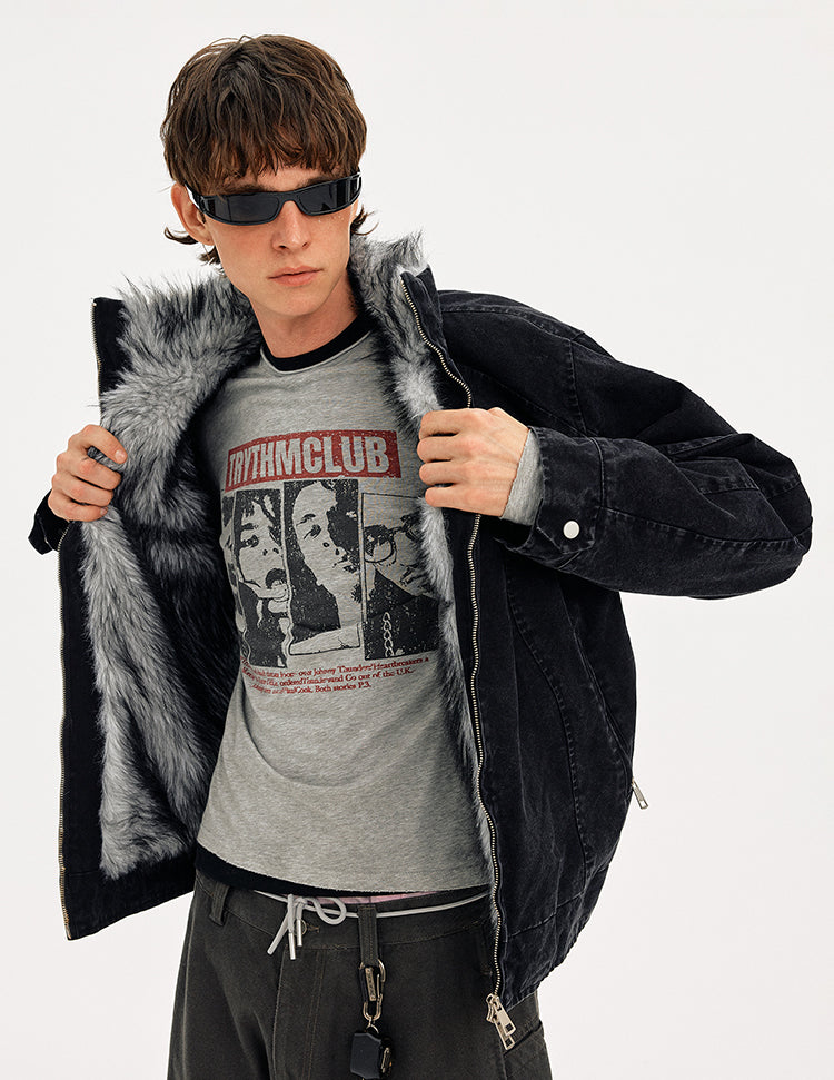 MADWITCH DECONSTRUCTED VINTAGE QUILTED FUR JACKET #AW25163