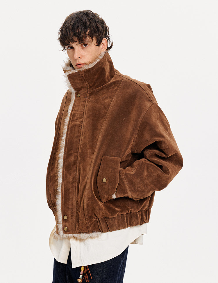 MADWITCH SUEDE STAND COLLAR QUILTED JACKET #AW25172