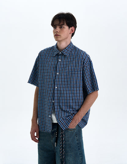 MADWITCH VINTAGE PLAID SHORT SLEEVE SHIRT #RC188