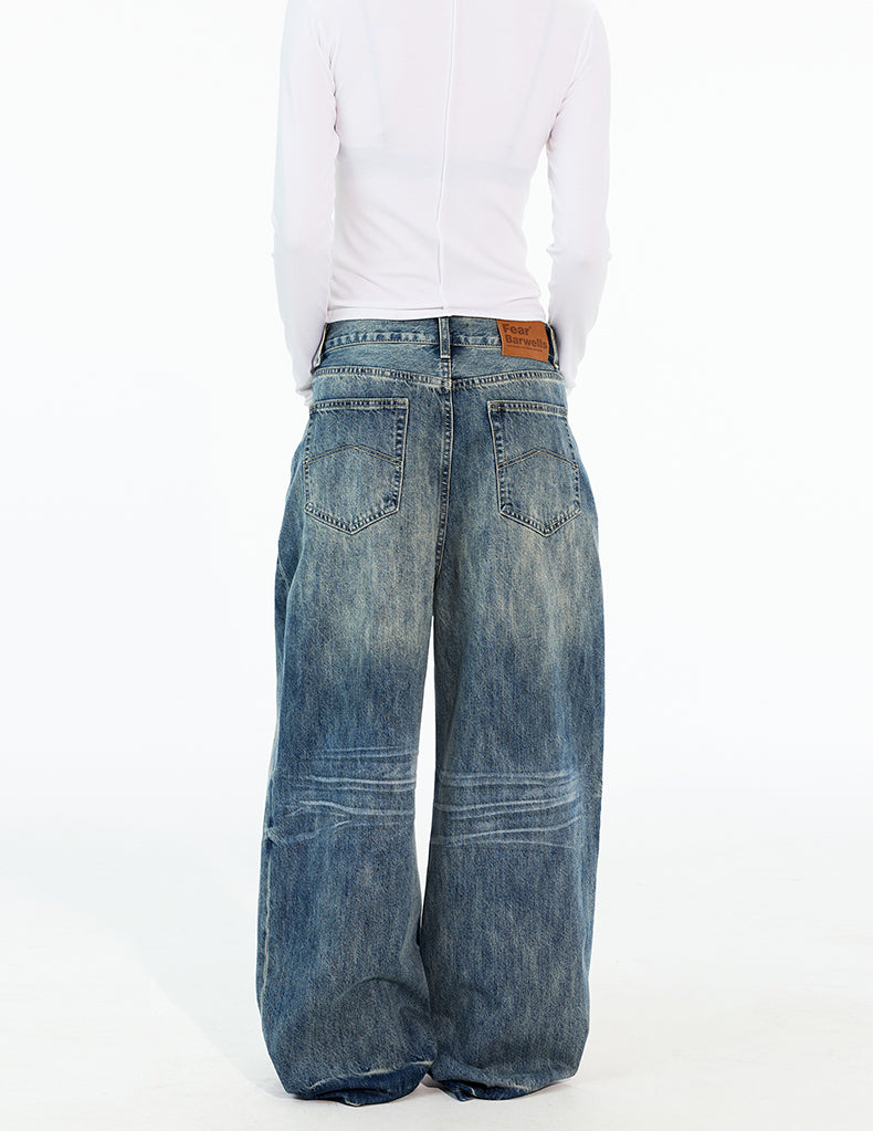 MADWITCH WHISKER WASH WIDE JEANS #6105