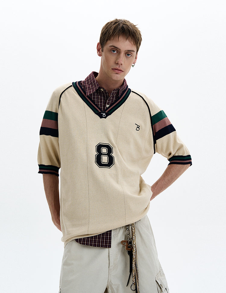 MADWITCH V-NECK KNIT TEE #TA551