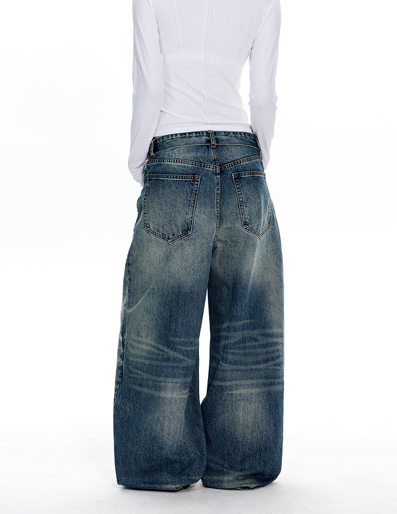 MADWITCH TURNED-UP WAIST WASHED JEANS #GPC9736