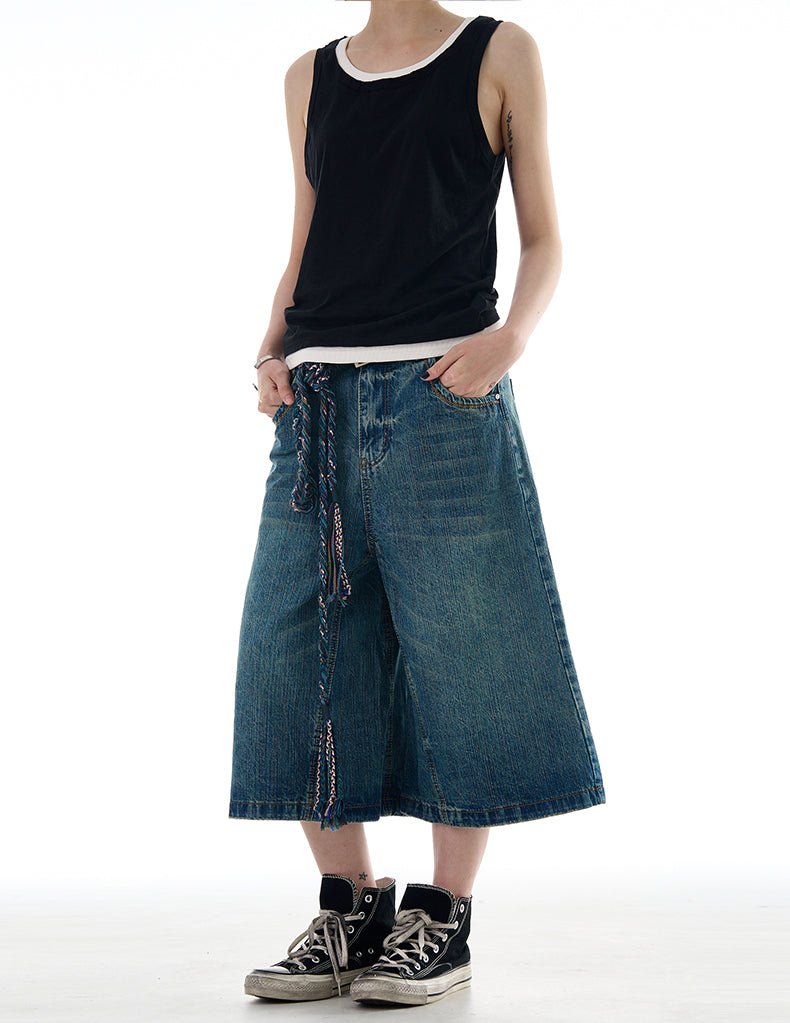MADWITCH WASHED WIDE LEG DENIM JEANS #L562