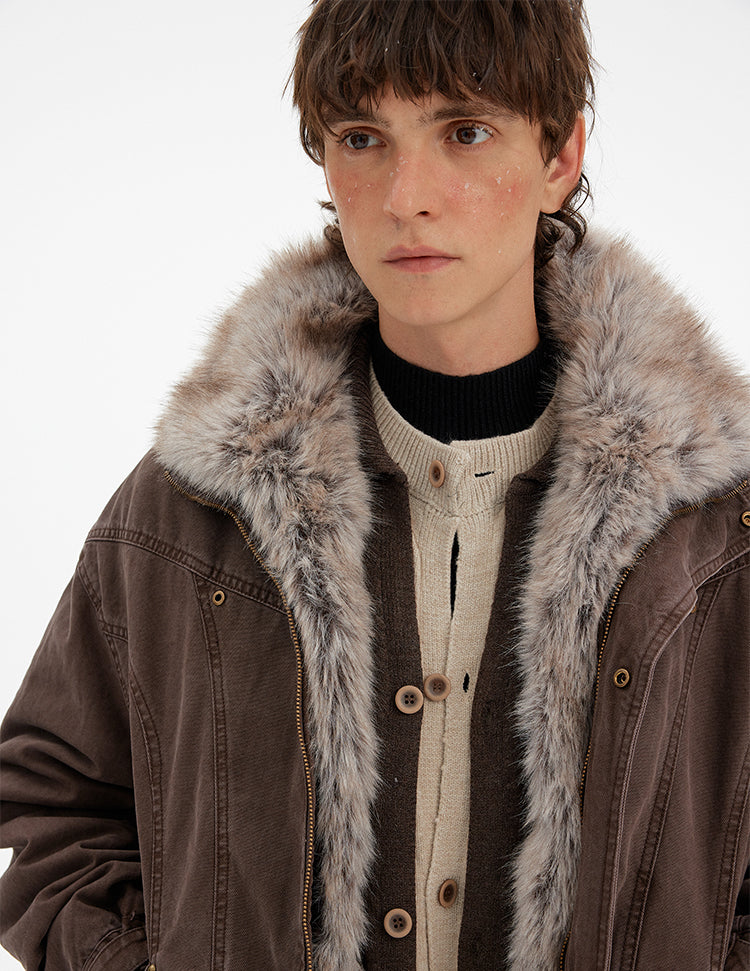 MADWITCH DETACHABLE FUR COLLAR WORK PARKA #990998