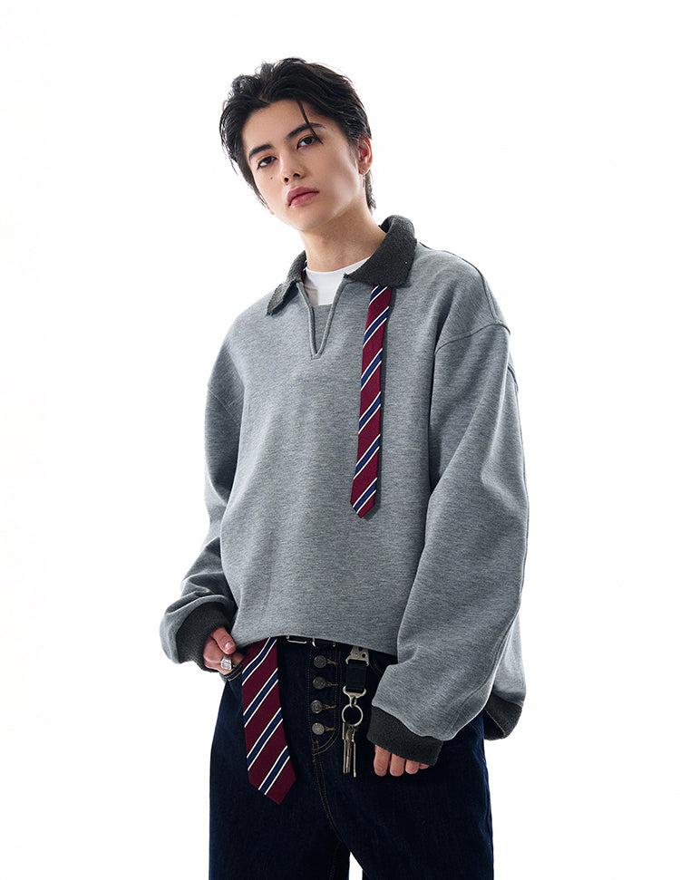MADWITCH V-NECK MINIMALIST SWEATSHIRT #L567