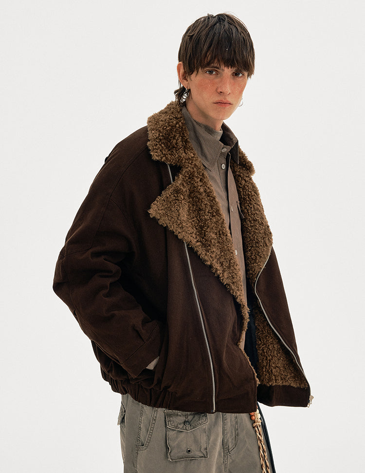MADWITCH DIAGONAL FUR JACKET #MY0212