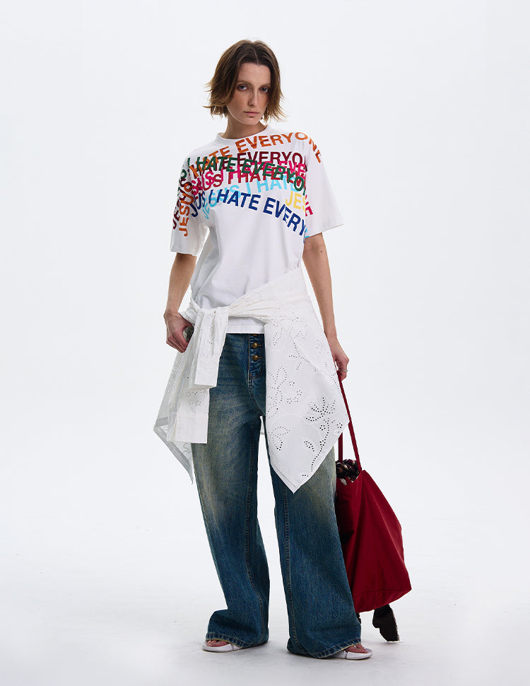 MADWITCH ORIGINAL LETTER PRINT T-SHIRT #MD4113