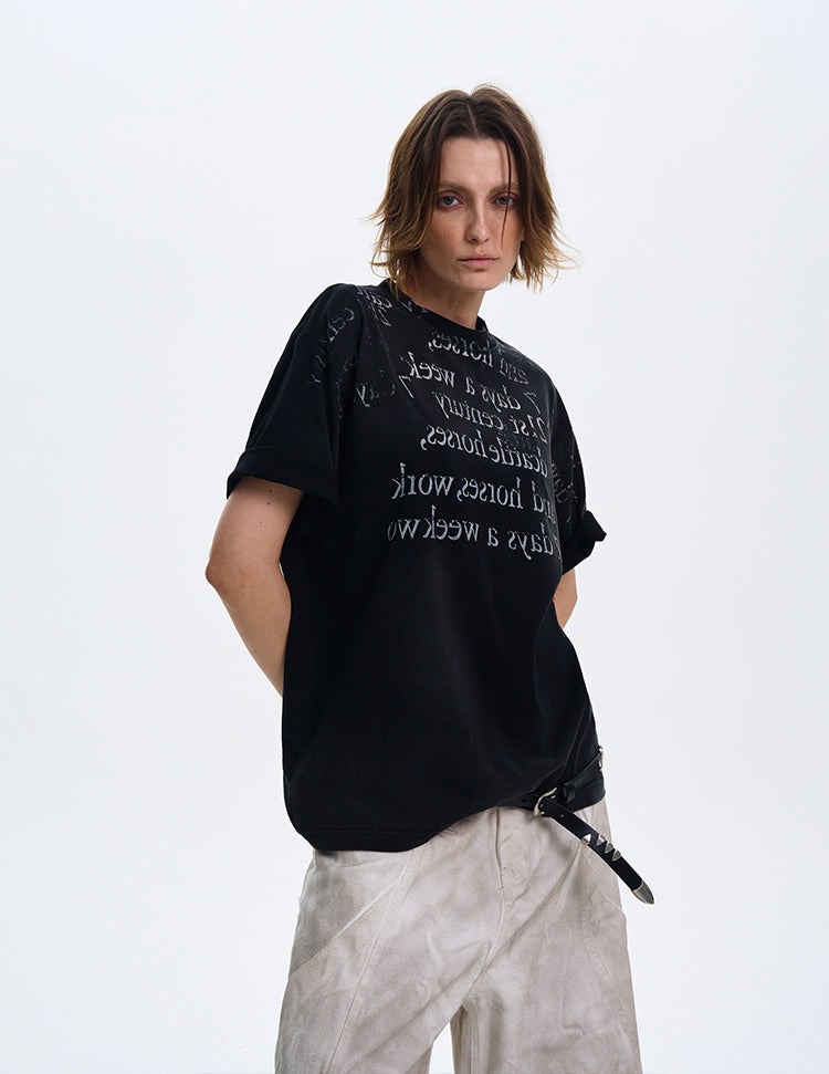 MADWITCH GRADIENT LETTER PRINT T-SHIRT #MD4150