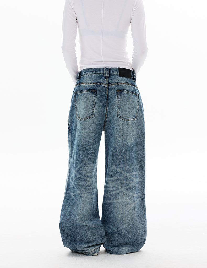MADWITCH WHISKER WASH WIDE LEG JEANS #GPC9771