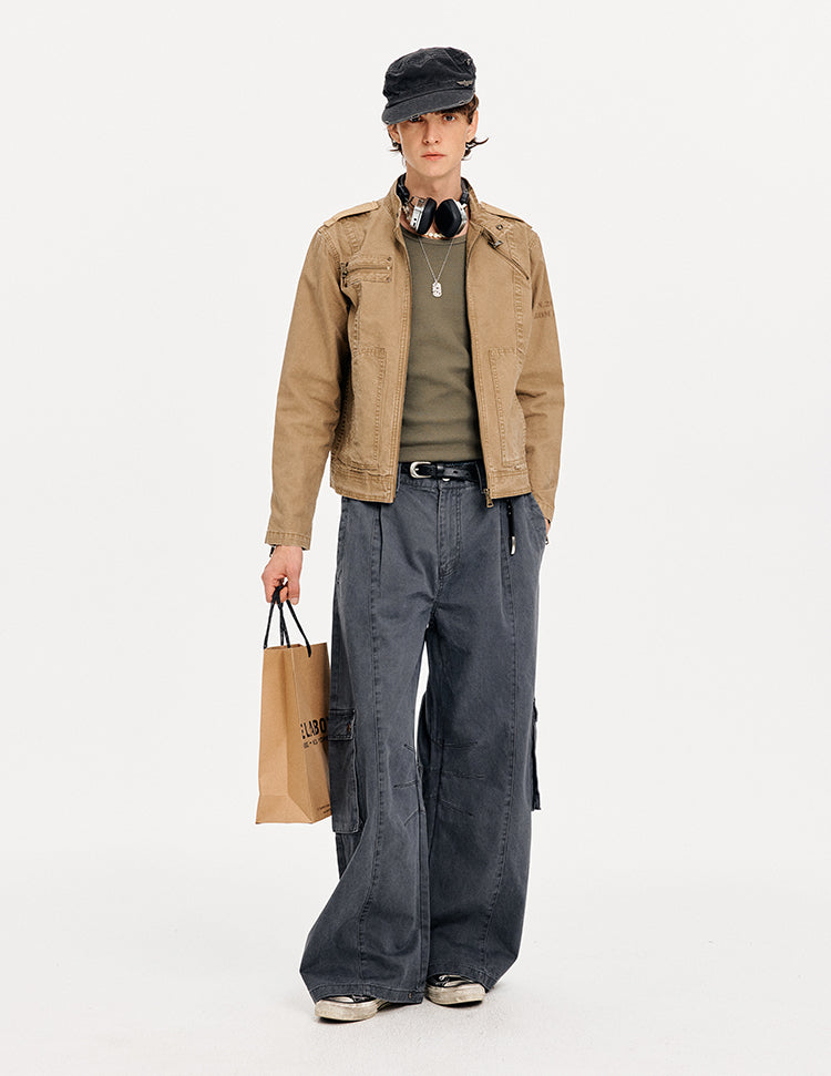 MADWITCH PATCHWORK CROPPED WORK JACKET #CW1325