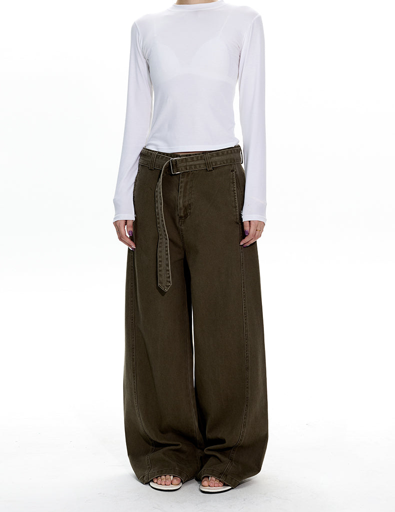 MADWITCH BELT DETAIL WIDE LEG JEANS #CK6919