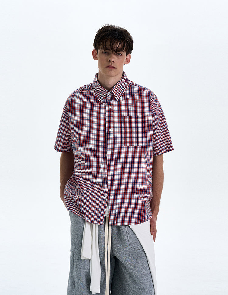 MADWITCH CHECKERED SHORT SLEEVE SHIRT #CR217
