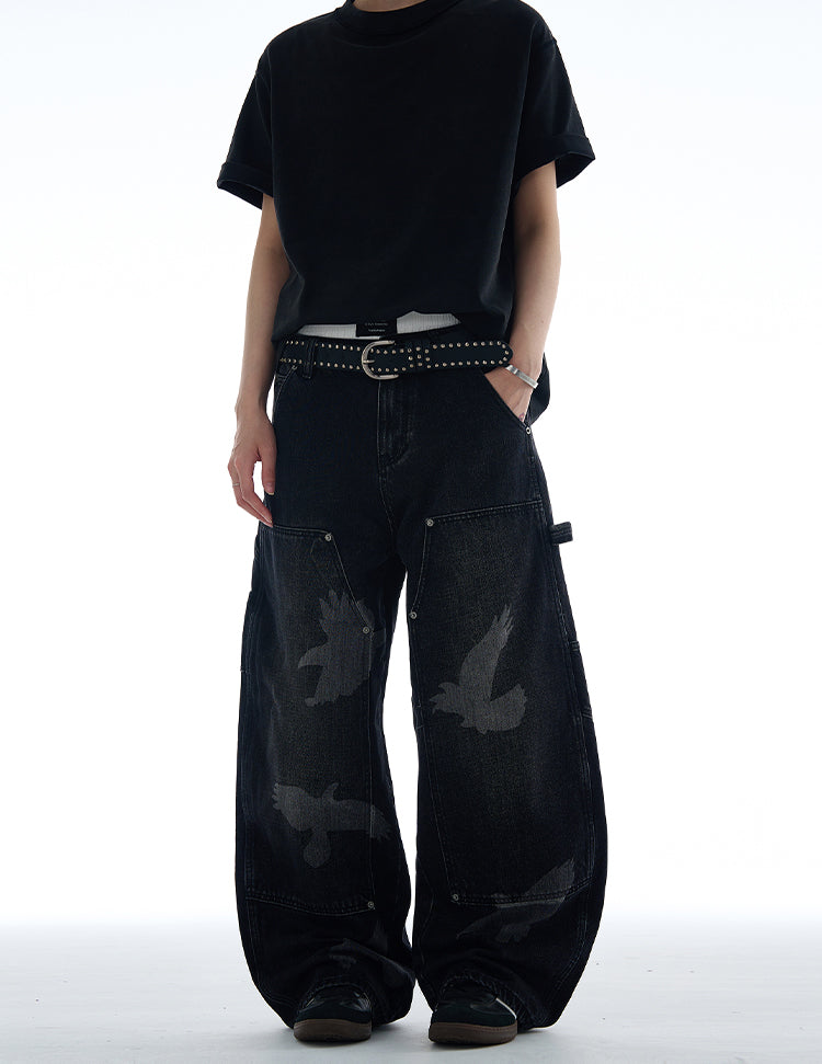 MADWITCH AMERICAN STYLE PEACE DOVE PRINT DENIM JEANS #CK9575