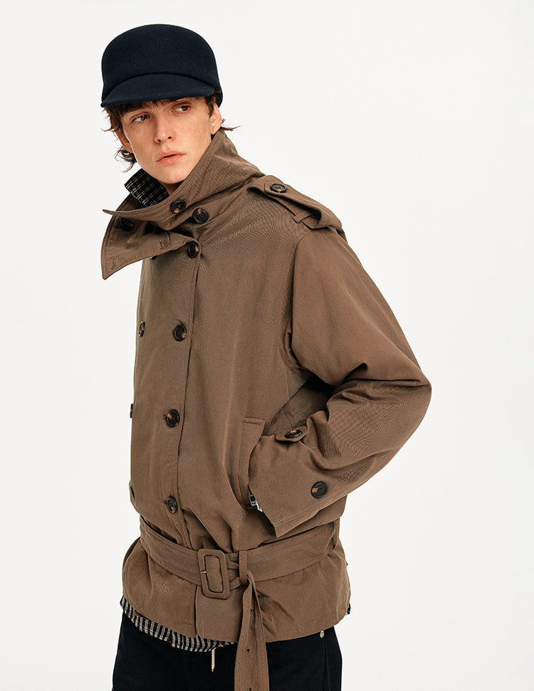 MADWITCH DOUBLE BREASTED STAND COLLAR COAT #BM434