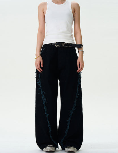 MADWITCH TASSELED CUT-OFF WORK PANTS #CK6612