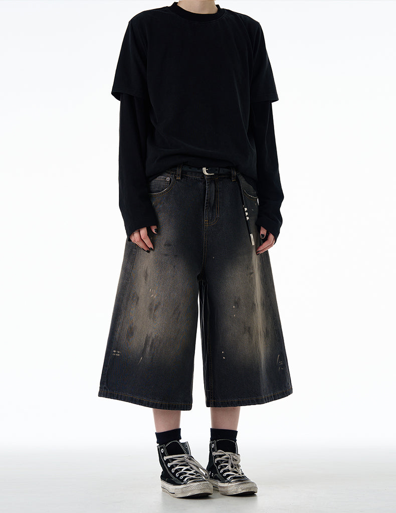 MADWITCH VINTAGE CROPPED DENIM JEANS #CK9596D