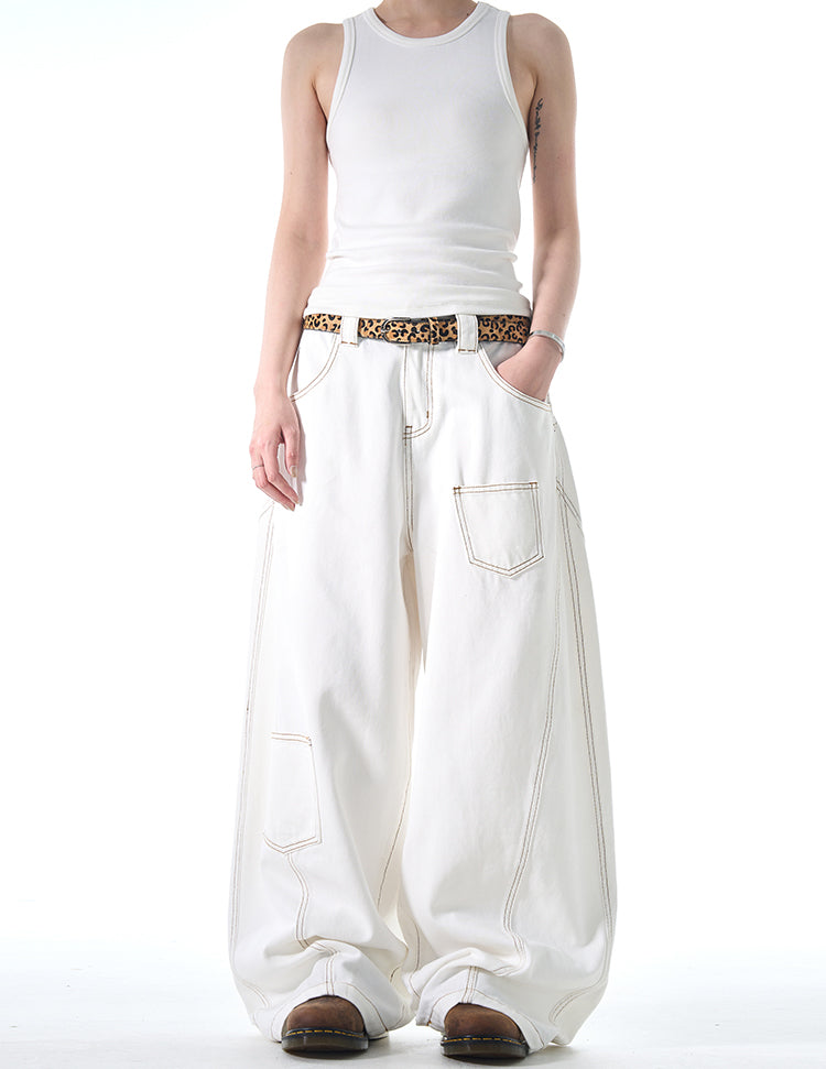 MADWITCH DESIGNER-STYLE WIDE-LEG JEANS #L665