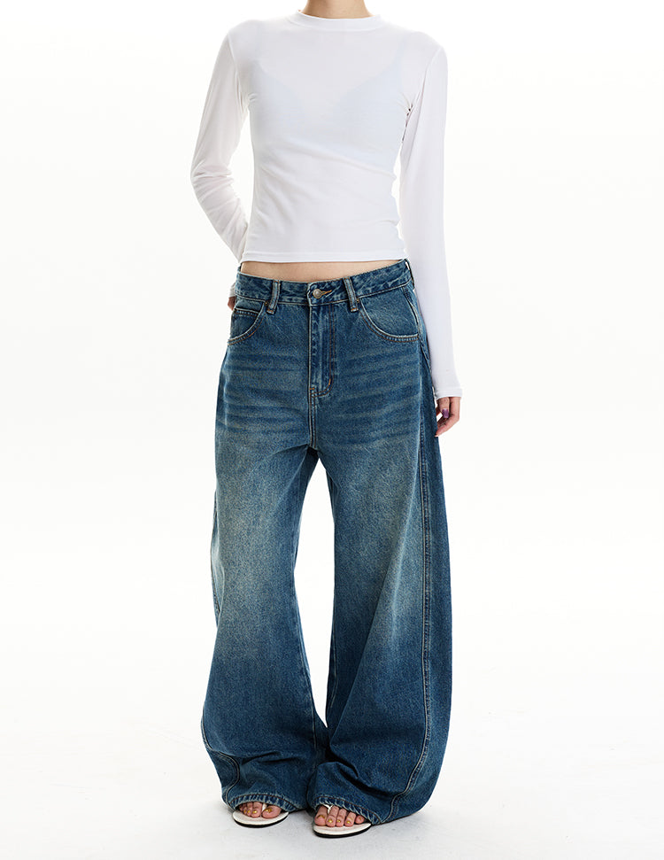 MADWIT FADED WASH WIDE JEANS #CK5571
