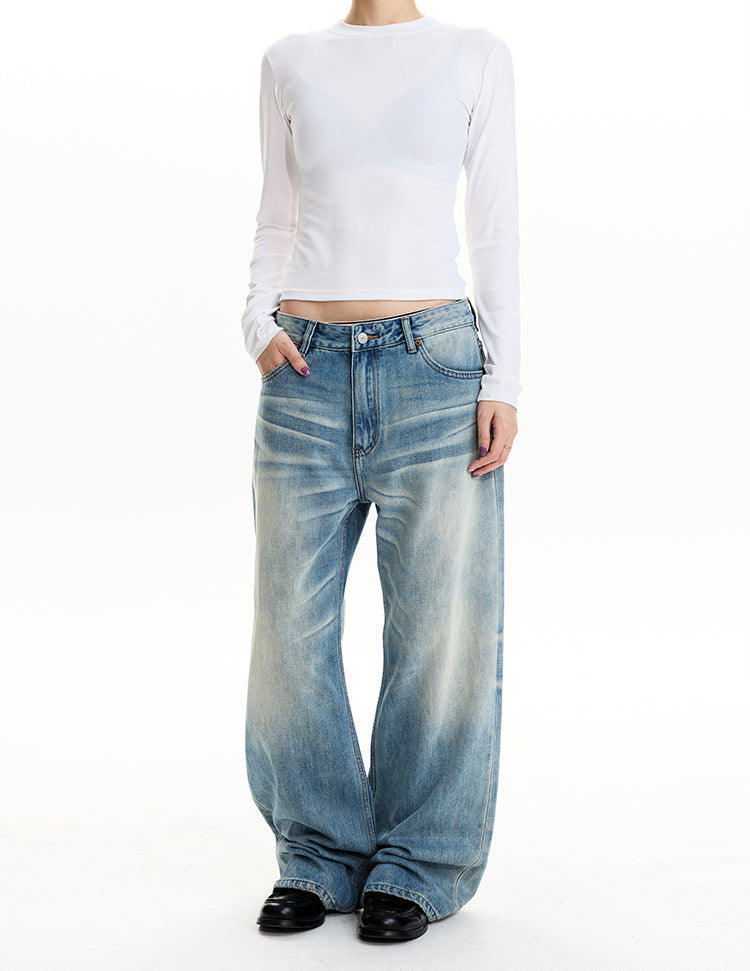 MADWIT WASHED STRAIGHT LEG JEANS #GP5573