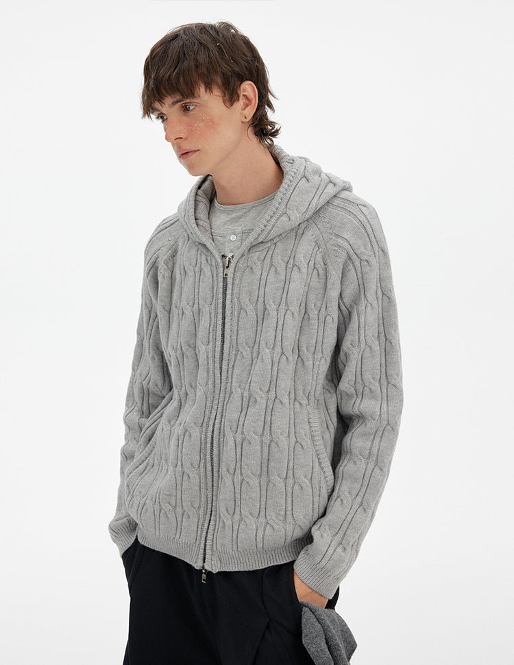 MADWITCH RETRO CABLE KNIT HOODIE #MY020