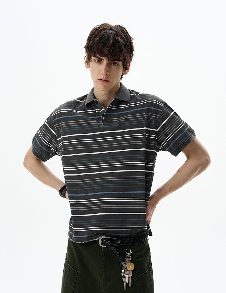 MADWITCH STRIPED POLO SHIRT #0244