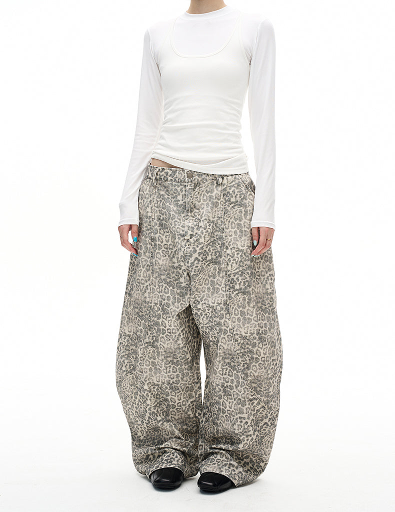 MADWITCH VINTAGE LEOPARD WIDE JEANS #A616