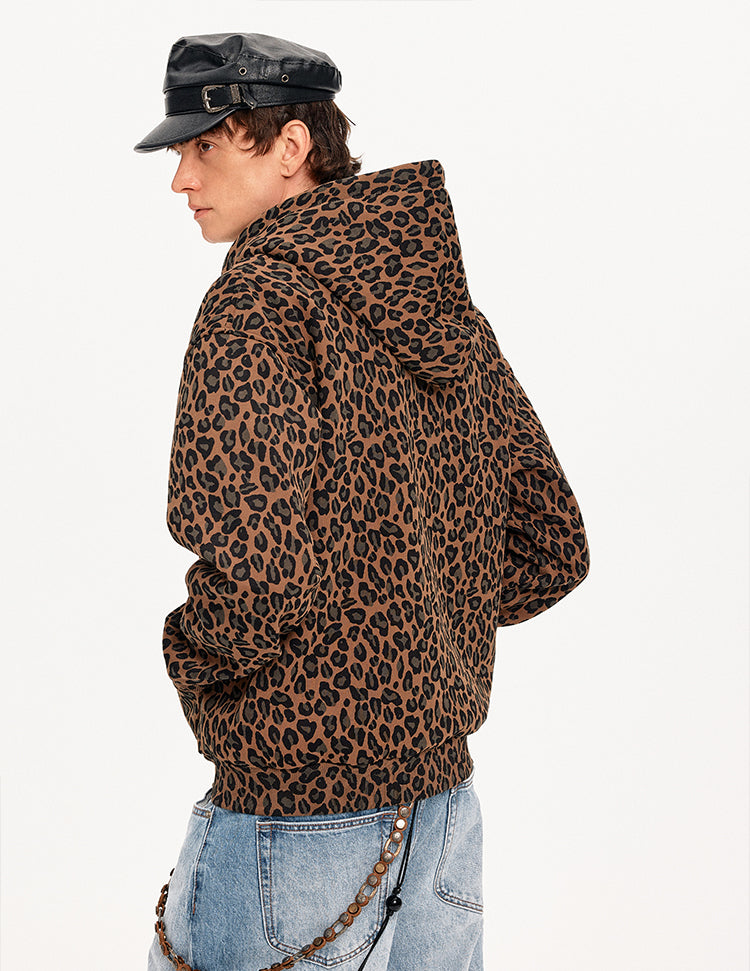 MADWITCH LEOPARD HOODED SWEATSHIRT JACKET #CW1327