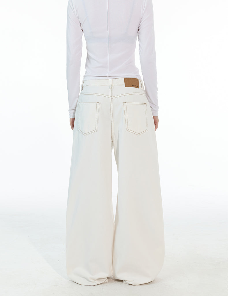 MADWITCH DOUBLE PLEAT BUTTON FRONT JEANS #G6935-1