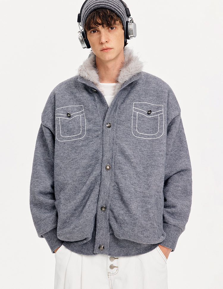 MADWITCH FAUX POCKET STAND COLLAR KNIT #880620