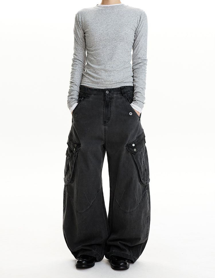 MADWIT DISTRESSED WIDE WORK PANTS #CK6932
