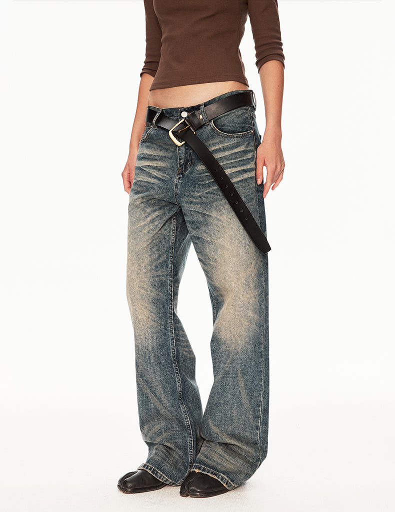 MADWIT DISTRESSED STRAIGHT JEANS #FX082