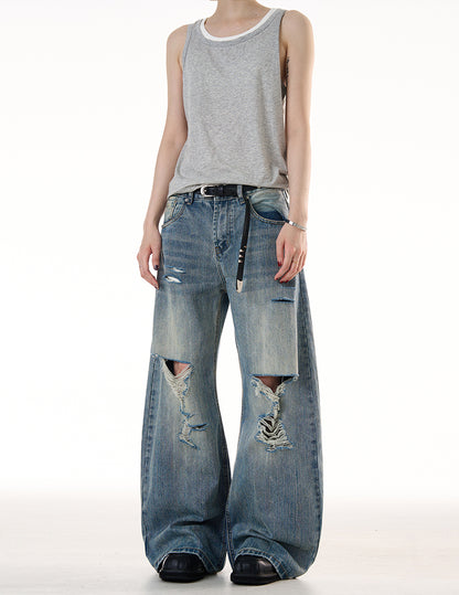 MADWITCH LOOSE RIPPED JEANS #G6683