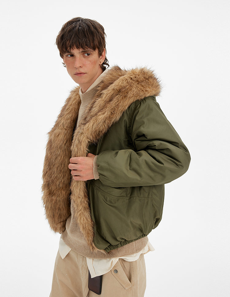 MADWITCH FAUX FUR COLLAR PUFFER JACKET #BM334
