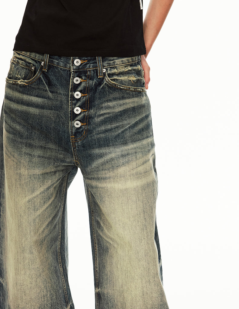 MADWIT DISTRESSED WIDE JEANS #GD006