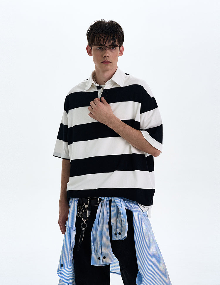 MADWITCH STRIPED LOOSE-FIT T-SHIRT #MD4178