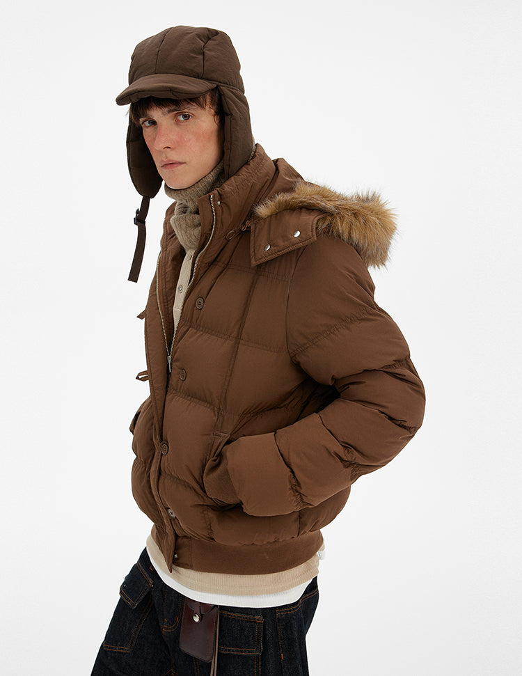MADWITCH HOODED FUR COLLAR PUFFER JACKET #MF8602
