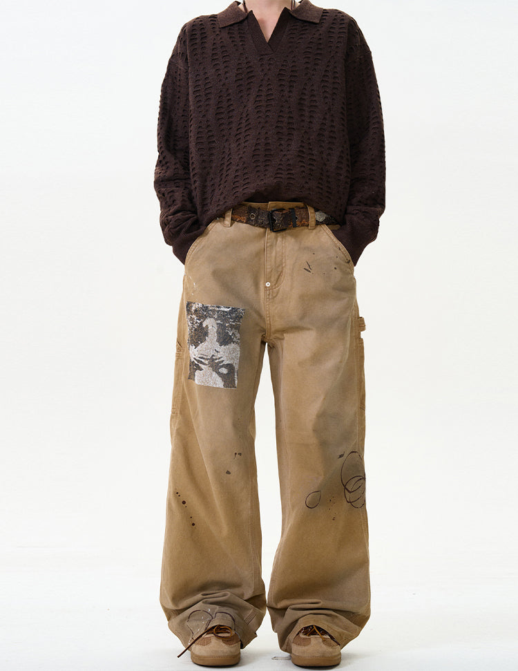 MADWITCH SPLATTER PAINTED WORKWEAR JEANS #CK3330