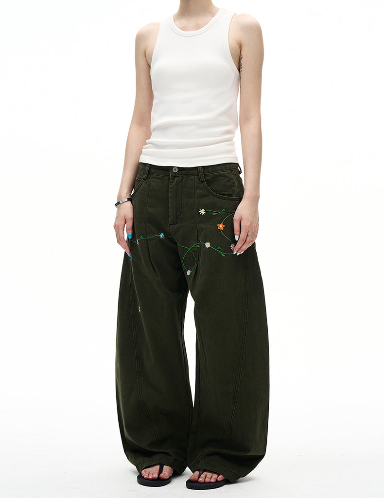 MADWITCH FLORAL PATCH CARGO PANTS #E5807