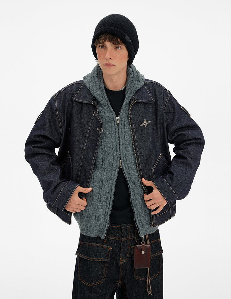 MADWITCH DECONSTRUCTED FLIGHT DENIM JACKET #DY3002