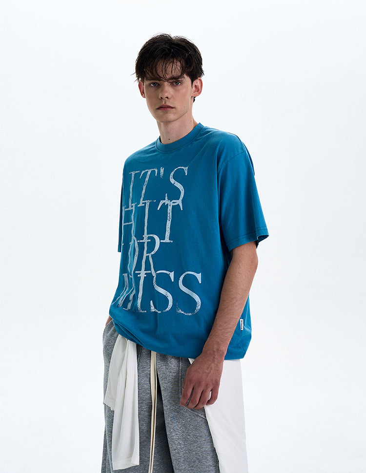 MADWITCH ROUND NECK LETTER PRINT T-SHIRT #27297