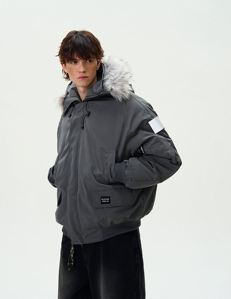 MADWITCH FUR-COLLAR PARKA COTTON COAT #HY8529