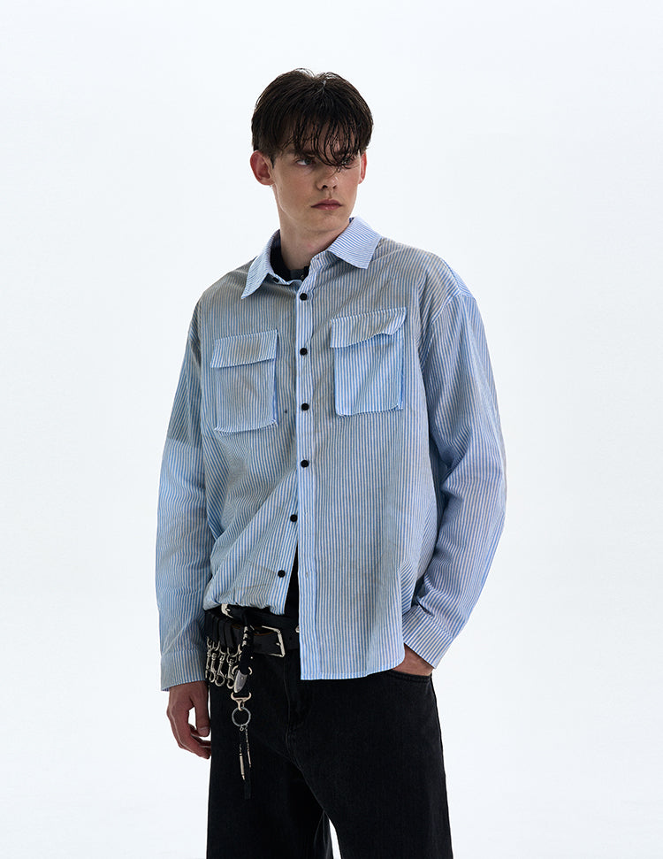 MADWITCH DIRTYFIT STRIPED BUTTON-UP SHIRT #L832