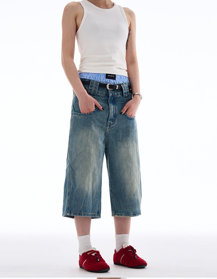 MADWITCH DESIGNER-STYLE CROPPED JEANS #L826
