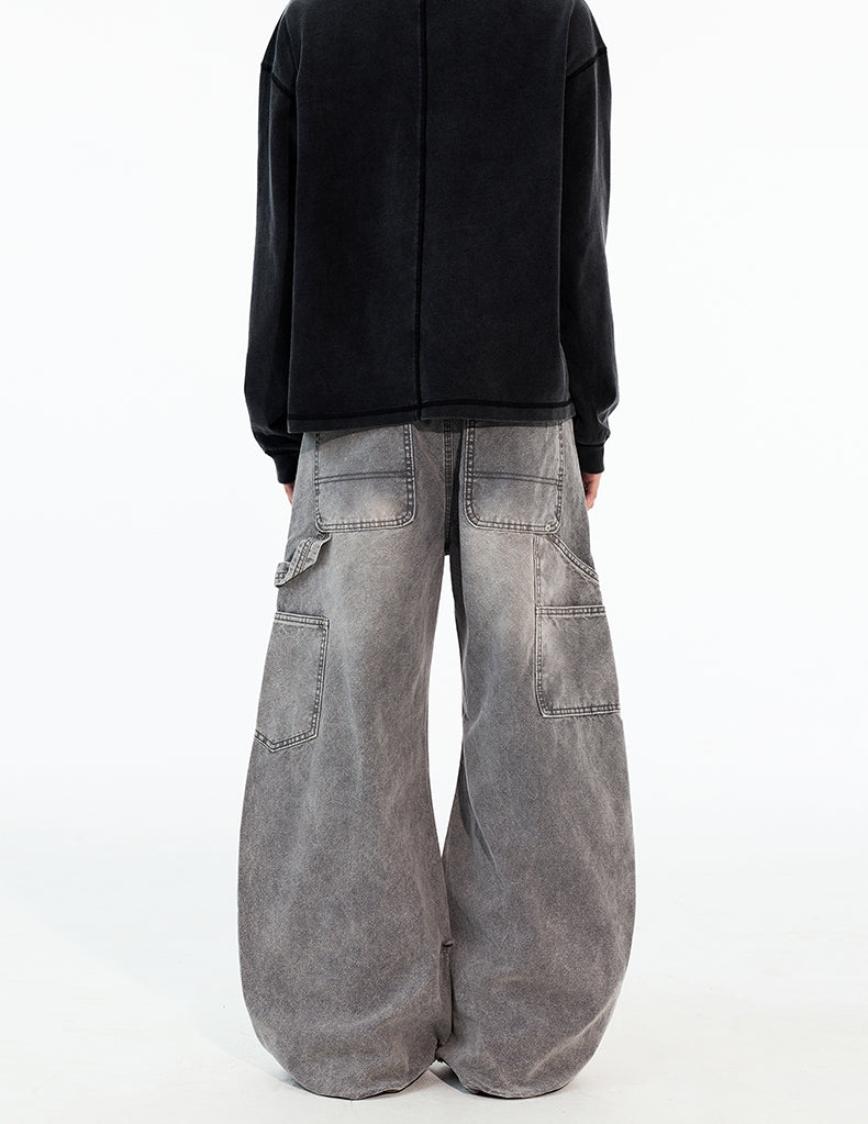 MADWITCH DISTRESSED WIDE WORK PANTS #G6924