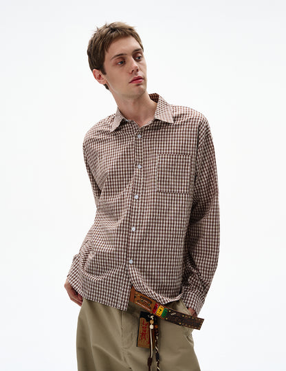 MADWITCH UNISEX VINTAGE PLAID LONG SHIRT #CR6215