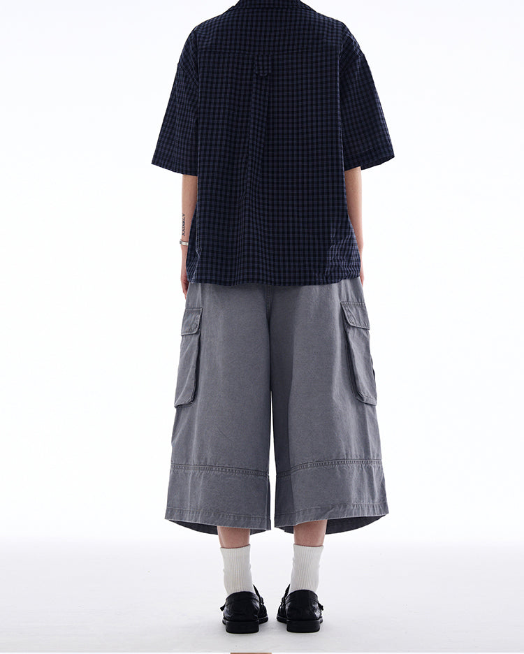 MADWITCH WIDE-LEG CARGO CROPPED PANTS #A592
